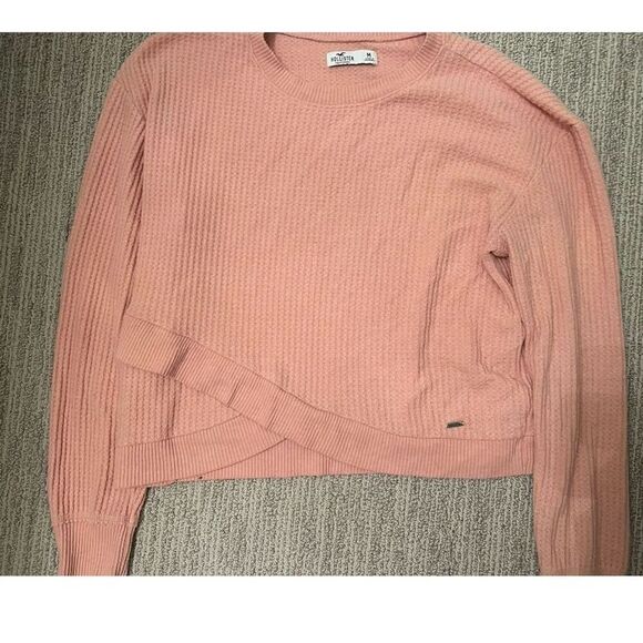 Hollister Women's Pink Ribbed Cropped Pullover Sweater Size M - Picture 6 of 6